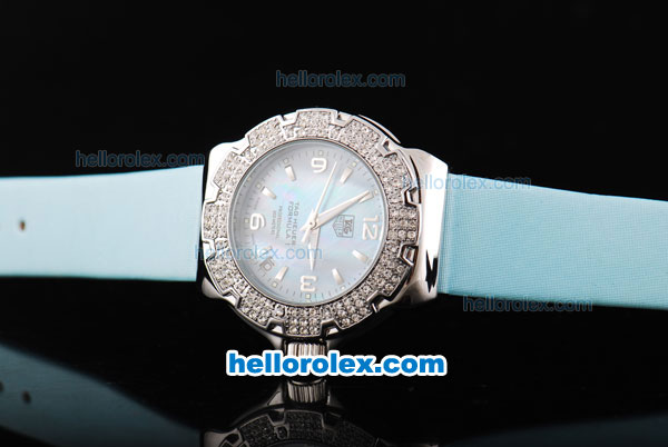 Tag Heuer Formula 1 Quartz Movement Silver Case with Diamond Bezel-Blue Dial and Blue Leather Strap-Lady Size - Click Image to Close